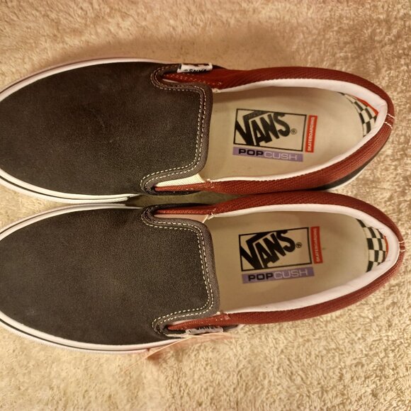 Vans Men's 7/Women's 8.5 Slip On Pro Suede Asphalt Pomegranate Black True White - Picture 6 of 12